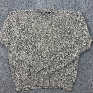 Vintage 90s Structure Cable Knit Sweater Mens Size Large Ramie Cotton Crewneck